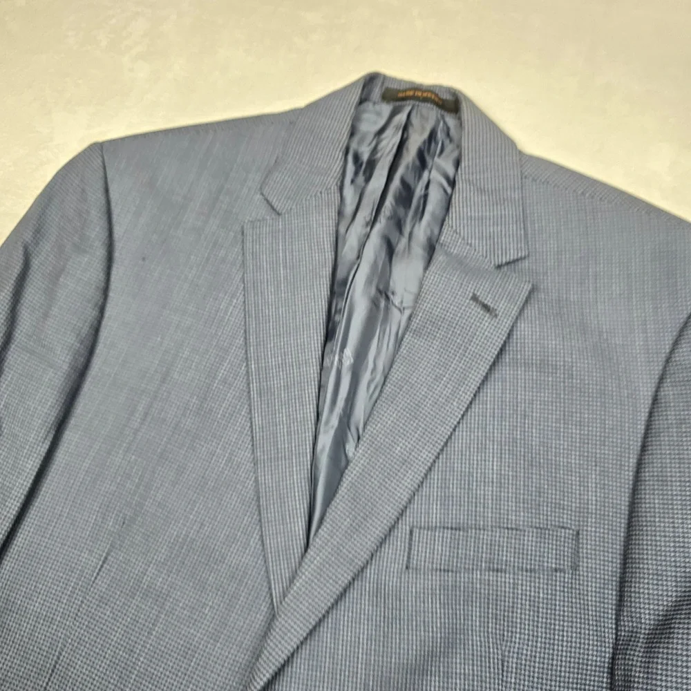 JoS A Bank‎ Reserve Sport Coat Mens 44R Blue Houndstooth Silk Wool Blazer
